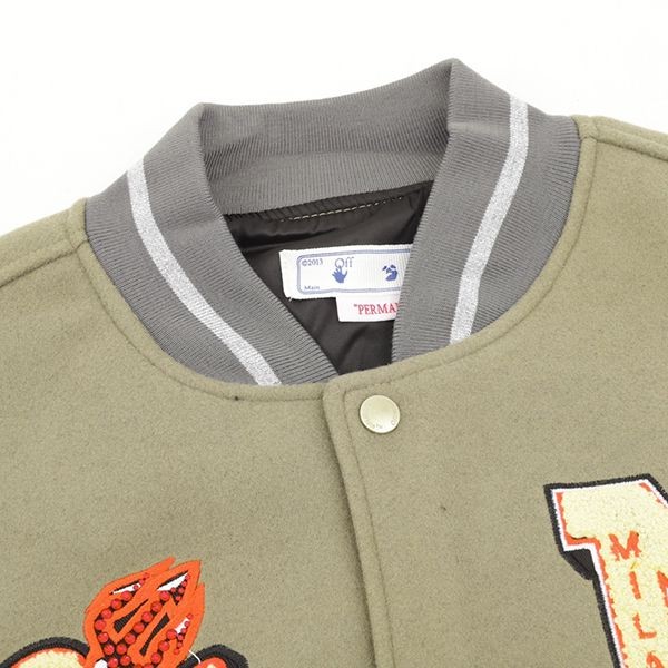 ☆超人気☆オフホワイト 偽物 メンズ グレー X Ac Milan ボンバージャケット oft02219